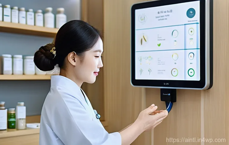 AI 진단 시스템과 혁신적인 진단 기법 - **Prompt:** Inside a clean, welcoming veterinary clinic, a compassionate female veterinarian, wearin...